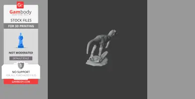 3D model of Asfaltovenator dinosaur standing on a textured base, intended for 3D printing.