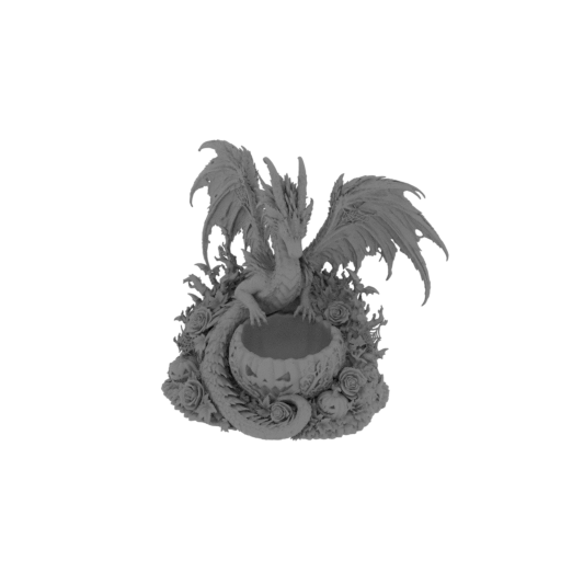 Gothic Halloween Dragon Pumpkin Bowl STL File.stl