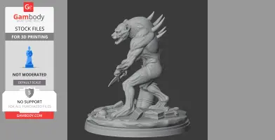 Muscular, humanoid creature with spikes, crouching on debris, ready to attack with a knife.