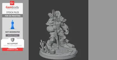 A heavily armored crab-like creature holding a trident, standing on a detailed base with marine elements.