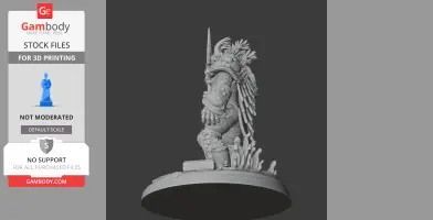 Armored crab-like warrior figure with spikes and intricate details, holding a weapon, on a round base.