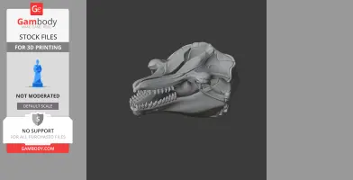3D model of a pygmy killer whale skull, showing detailed teeth and bone structure for printing.