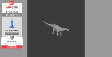 A 3D model of an Atlantosaurus, a long-necked prehistoric dinosaur, in a grayscale rendering.