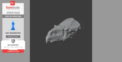 3D model of a pygmy shrew skull, detailed for 3D printing, showcasing teeth and bone structure.