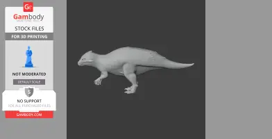 Gray 3D model of Auroraceratops, a prehistoric dinosaur, in side view for 3D printing.