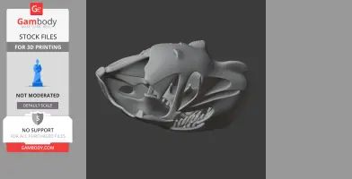 3D model of a Qinlingosaurus skull, detailed and ready for 3D printing, side view.