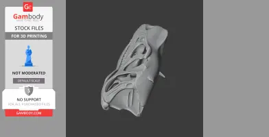 3D model of a Qinlingosaurus skull replica viewed from the side, showing detailed bone structure.
