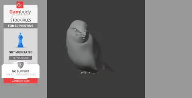 3D model of a bird-like creature with a rounded body, designed for 3D printing.