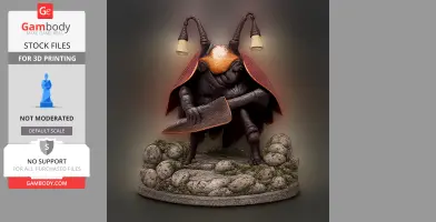 A detailed 3D model of Crawfather from Hollow Knight, featuring a creature with antennae and a red cloak.