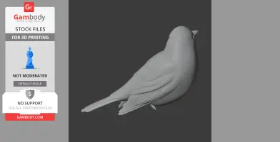 3D model of a simplistic bird, viewed from the back, designed for 3D printing.