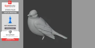 A detailed 3D model of an Austral thrush, suitable for 3D printing, shown in a side view.