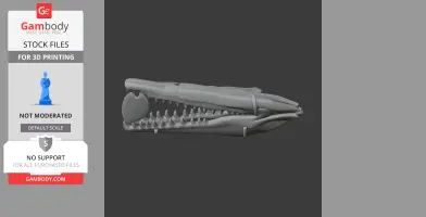 3D model of a dinosaur-like skull with sharp teeth, viewed from the side, designed for 3D printing.