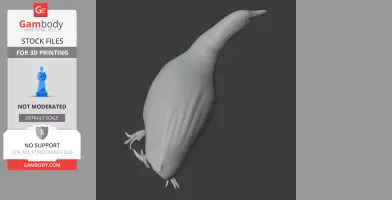 3D model of an Australasian bittern, featuring its distinctive shape, intended for 3D printing.