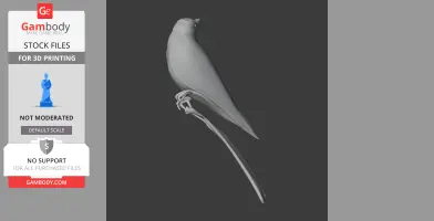 3D model of a perched Australasian figbird for 3D printing, depicting detailed features and smooth surfaces.