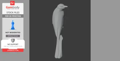 3D model of a stylized Australasian figbird, viewed from the side, designed for 3D printing.