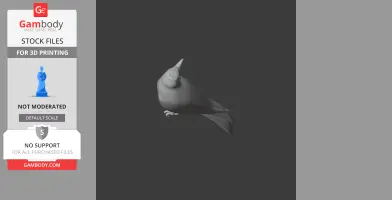 A grayscale 3D model of a bird with a pointed beak, designed for 3D printing.