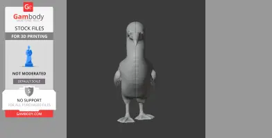 3D model of an Australasian gannet with detailed texture, standing upright.