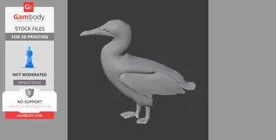3D model of an Australasian gannet, standing upright with detailed beak and wings, for printing.