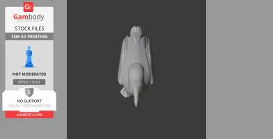 3D model of an Australasian gannet viewed from above, suitable for 3D printing.