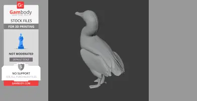 3D model of an Australasian gannet, standing upright with detailed wings and head, for 3D printing.