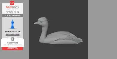 3D model of a prehistoric Australasian grebe for printing, featuring detailed feathers and beak.