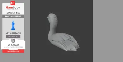 A 3D model of a prehistoric Australasian grebe, showing detailed plumage and posture, for 3D printing.