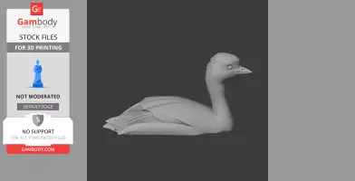 3D model of an Australasian grebe, side view, optimized for 3D printing.