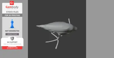 A 3D model of an Australasian swamphen, featuring a rounded body and long legs, for printing.