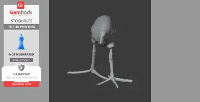 3D model of a bird-like creature with long legs and large feet, suited for 3D printing.