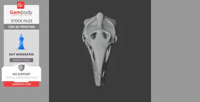 3D model of a Rajasaurus skull, viewed from the front, for 3D printing.