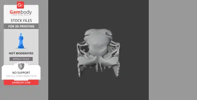 3D model of a dodo skull, front view, suitable for 3D printing.