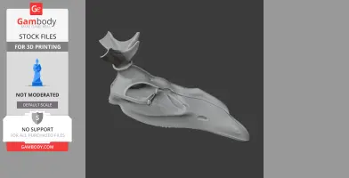 Gray 3D model of a red deer skull, showcasing intricate bone details, suitable for 3D printing.