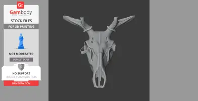 Detailed 3D model of a red deer skull with antlers, designed for 3D printing.