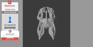 3D model of a Rhinoceros Viper skull for 3D printing, showing detailed bone structure.