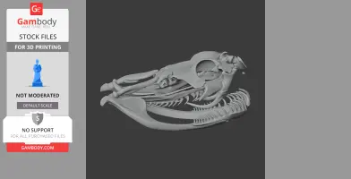 Detailed 3D model of a rhinoceros viper skull, showing intricate bone structure for printing.