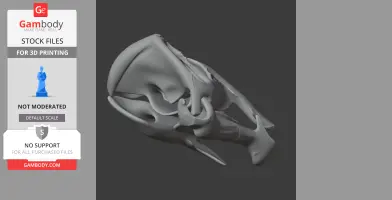 A 3D-rendered Rhinorex skull replica, showcasing detailed bone structures for printing.