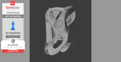 3D model of a Rhinorex skull replica, showcasing detailed bone structures for printing.