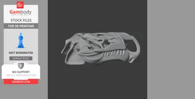 Digital 3D model of a Riojasuchus skull, suitable for 3D printing on Gambody platform.