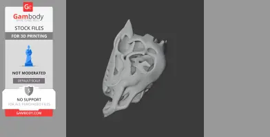 3D model of a Riojasuchus skull replica with detailed, hollow structure for 3D printing.