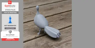 3D printed model of an Australian brushturkey, standing on a wooden surface.