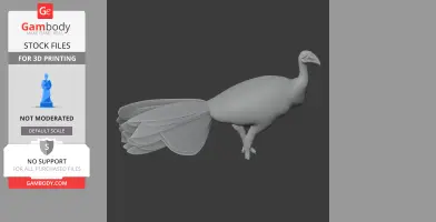 3D model of an Australian brushturkey, featuring a detailed tail and body, designed for 3D printing.