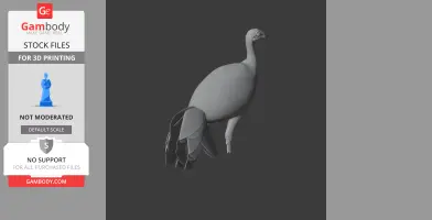 3D model of a prehistoric turkey with detailed feathers and a strong build for 3D printing.