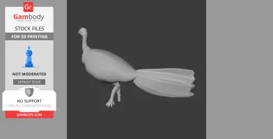 3D model of an Australian brushturkey, featuring a prominent tail, designed for 3D printing.