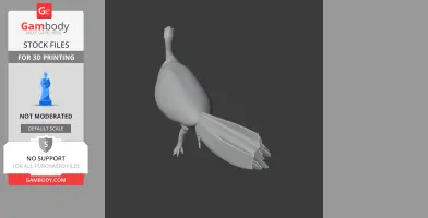 3D model of an Australian brushturkey with detailed features for 3D printing.