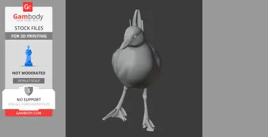 3D model of an Australian crake bird, standing upright, with distinct beak and webbed feet.