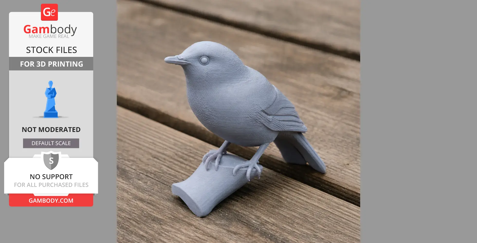 A 3D printed model of an Australian golden whistler bird perched on a small branch.