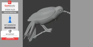 A 3D model of an Australian logrunner, showcasing its distinct bird features for printing.