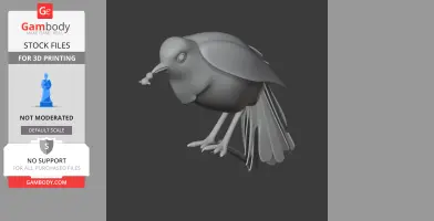 3D model of a stylized Australian logrunner bird standing, designed for 3D printing.