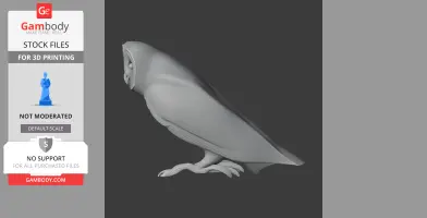 A 3D model of an Australian masked owl, side view, designed for 3D printing.