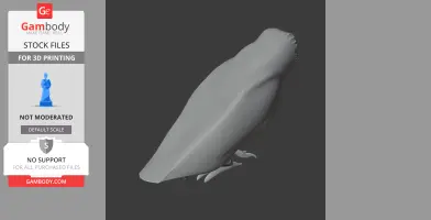 A 3D model of a simplified Australian masked owl, viewed from the side, ready for 3D printing.
